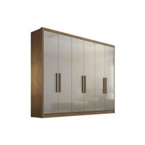 Módulo de Quarto Solteiro Guarda Roupa c/ 6 Portas e 6 Gavetas Rizon/Linea Cumaru/Fendi 25 - Novo Horizonte