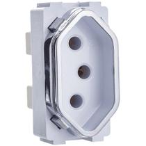 Módulo de Tomada Branco com Cromado 2P+T de 10 Ampères da Linha Novara - DC1200-38 - DICOMPEL Módulo de Tomada Branco com Cromado 2P+T de 10 Ampères da Linha Novara - DC1200-38 - DICOMPEL