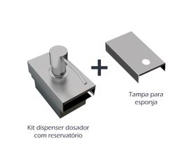 Módulo Dispenser Dosador Inox e Tampa Para Porta Esponja Gourmet Acessório Calhas Kitchen