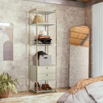 Modulo Estante Industrial 54cm com prateleiras 2 Gavetas - Estrutura Metálica