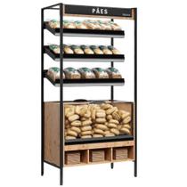 Módulo Expositor Premium para Pães MPPA-100 PR Preto Gelopar - Iluminação LED + Caixa para Pães