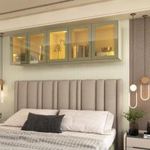 Módulo Guarda Roupa Aéreo Reflecta 5 Portas Led Off White - Gelius