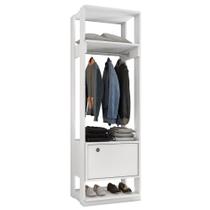 Módulo Guarda Roupa Closet Com 1 Porta Titan Branco Velluto - Móveis Leão