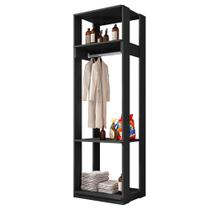 Módulo Guarda Roupa Closet Com Prateleiras Titan Preto Velluto - Móveis Leão
