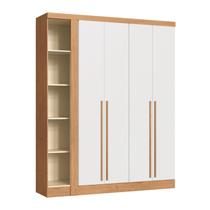 Módulo Guarda-Roupa de Canto 4 Portas 2 Gavetas Infinity Marrom/Cedro/Branco Line
