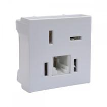 Modulo Ilumi Slim Tomada Telebras + Rj11 Branco - 8165 Modulo Ilumi Slim Tomada Telebras + Rj11 Branco - 8165
