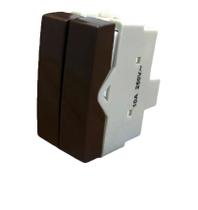Módulo Interruptor Duplo Three Way Paralelo 10a 250v Brilho Marrom Margirius Módulo Interruptor Duplo Three Way Paralelo 10a 250v Brilho Marrom Margirius