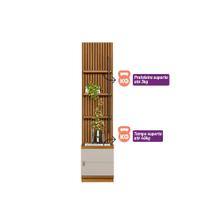 Módulo Lateral 44cm Ripado Estante 1 Porta Ouro Preto Linea Brasil - Nature/Off White