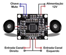 Modulo Mini Amplificador Som Pam8610 Stereo 2 Canais 15w+15w