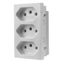 Módulo Monobloco com 3 Tomadas 10A 250V~ Linha Vivaz Branca Ilumi - 75123 Módulo Monobloco com 3 Tomadas 10A 250V~ Linha Vivaz Branca Ilumi - 75123
