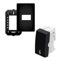 Módulo Pulsador Campainha 16A 250V Com Placa 4x2 Habitat Black Fame