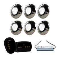 Módulo RGB + Fonte Blindada IP68 5A 60W + 6 Refletor Inox 9W