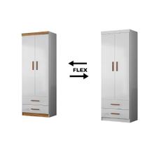 Módulo Roupeiro Ônix 2 Portas 2 Gavetas e Cabideiro Flex Nature Branco Peternella