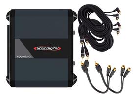 Módulo Soundigital SD400.4D Evo 4.0 + 2 Cabos Rca + 2 Cabos Y Invertido