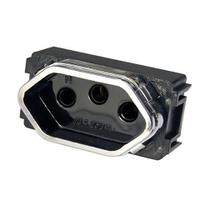 Modulo Tomada 10A - Dicompel Novara Preto Brilhante Cromado