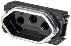 Modulo Tomada 10A - Dicompel Novara Preto Brilhante Cromado