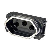 Modulo Tomada 20A - Dicompel Novara Preto Brilhante Cromado