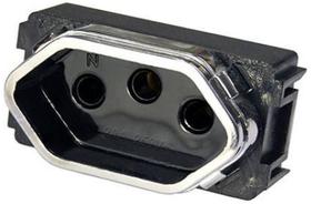 Modulo Tomada 20A - Dicompel Novara Preto Brilhante Cromado