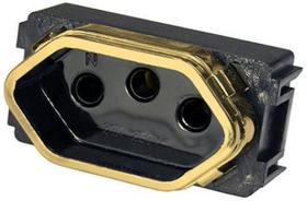 Modulo Tomada 20A - Dicompel Novara Preto Brilhante Gold - D