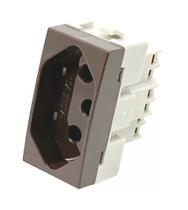 Módulo Tomada 2p+t 20a 250v para Móvel Marrom - Margirius Módulo Tomada 2p+t 20a 250v para Móvel Marrom - Margirius