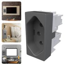 Módulo Tomada 3 Pinos Tripolar 10A Habitat Onix Chumbo Fame Módulo Tomada 3 Pinos Tripolar 10A Habitat Onix Chumbo Fame