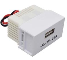 Módulo Tomada/Carregador USB 2A Bivolt Branco Slim - Ilumi Módulo Tomada/Carregador USB 2A Bivolt Branco Slim - Ilumi