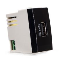 Modulo Tomada Carregador Usb 2a-bivolt Ebony Sleek