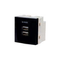 Módulo Tomada Duplo Carregador Usb-a Margirius Sleek 2a 10W Preto Ebony Módulo Tomada Duplo Carregador Usb-a Margirius Sleek 2a 10W Preto Ebony