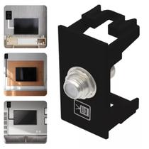 Módulo Tomada P/ Antena Conectar Cabo Coaxial Tv Preto Habitat Black Fame