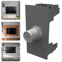 Módulo Tomada P/ Antena Tv Cabo Coaxial Habitat Onix Chumbo Fame