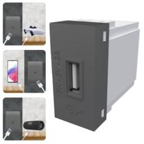 Módulo Tomada P/ Carregador Usb 3a Habitat Onix Chumbo Fame