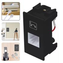 Módulo Tomada P/ Telefone Conector Entrada Rj11 4 Vias Habitat Black Preto Módulo Tomada P/ Telefone Conector Entrada Rj11 4 Vias Habitat Black Preto