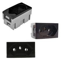 Modulo Tomada Para Moveis Blk Marrom 10A Qtmov 2 Unidades Preto