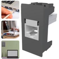 Módulo Tomada Rede Informática RJ45 Habitat Onix Chumbo Fame