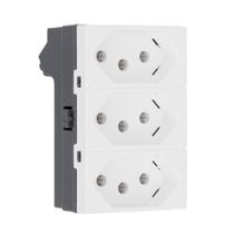 Módulo Tomada Tripla 10A 2P+T Branca 615043BC Pial Plus+
