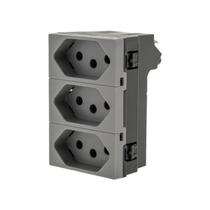Módulo Tomada Tripla 10A 2P+T Cinza 615043CZ Pial Plus+
