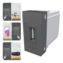Módulo Tomada Usb 3a Bivolt Habitat Onix Chumbo Cinza Fame