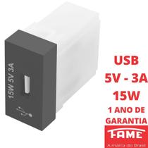 Módulo Tomada USB Bivolt 15W 5V 3A Habitat Black FAME