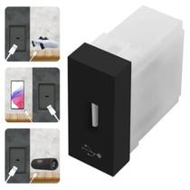 Módulo Tomada Usb P/ Celular Smartphone Fone Bluetooth Preto Habitat Black Módulo Tomada Usb P/ Celular Smartphone Fone Bluetooth Preto Habitat Black