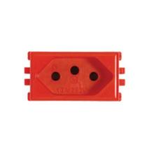 Módulo Tomada Vermelha 2P+T 10A sem Placa Pluzi Pluzie