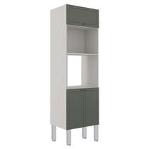 Módulo Torre Micro-Ondas Forno 70cm x 223cm Com Pés 100% MDF Cozinha Modulada Provence Robel Fendi/Salvia