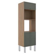 Módulo Torre Micro-Ondas Forno 70cm x 223cm Com Pés 100% MDF Cozinha Modulada Provence Robel Hanover/Salvia