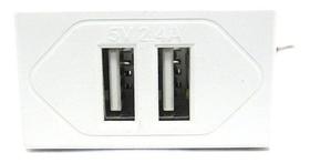 Módulo USB com 2 Entradas 2A Ultra Rápido Branco