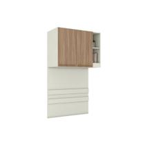 Módulos de Quarto Seletto Armário Ponte Aéreo Solteiro MC12 c/ 2 Portas e 2 Nichos Areia/Jequitibá - Henn