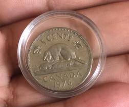 Moeda 5 Cents Canada 1976 Na Cápsula