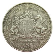 Moeda comemorativa: 5 xelins, brasão real britânico de 1887