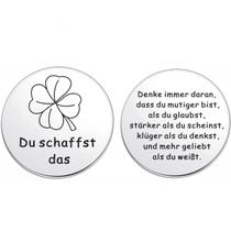 Moeda comemorativa alemã Du Schaffst Das” Trevo de quatro folhas Moeda comemorativa alemã Du Schaffst Das” Trevo de quatro folhas