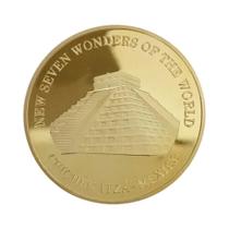 Moeda Comemorativa Banhada a Ouro Das Sete Maravilhas Do Mundo Para Viagem