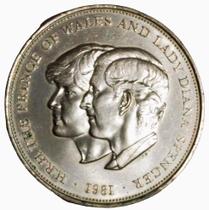 Moeda comemorativa de 25 Pence Flor de Cunho de 1981 Reino Unido