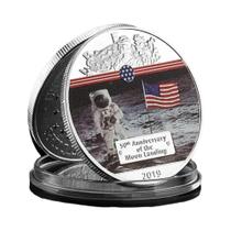 Moeda Comemorativa Do 50º Aniversário Da Pouso Na Lua 2019 Apollo 11 Presente Colecionável Banhado a